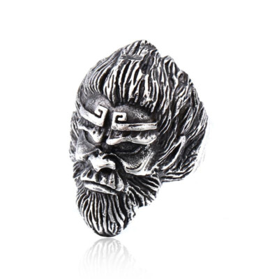 Vintage Monkey King Skull Ring Stainless Steel Men's Gothic Gorilla Biker Ring