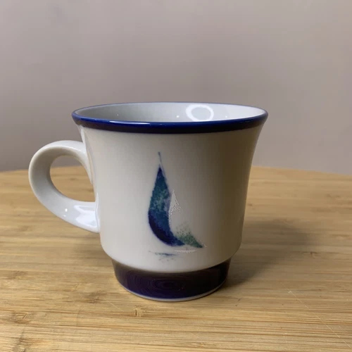 Noritake Japan Stoneware Running Free 8968 Sail Boat Coffee Cup Mug Vintage