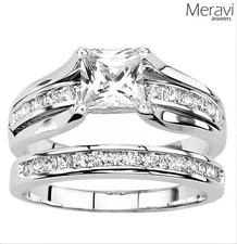 🔥Solid 925 Sterling Silver Women Wedding Band Princess CZ Engagement Ring [NEW]