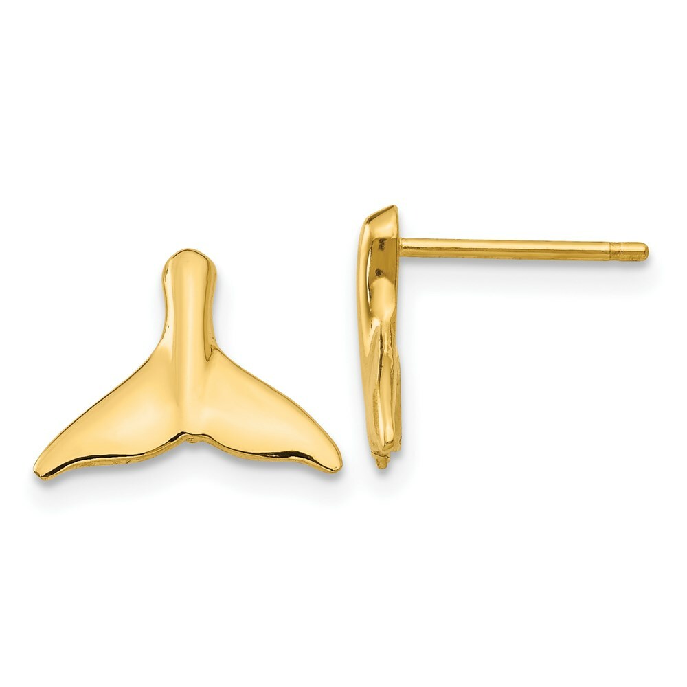 [wingbling] 14K Gold☆Nelly whale-tailed earrings 14k Yellow Gold Whale Tail Post Stud Earrings 0.39 Inch | eBay