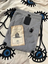 Loctote The Original Flak Sack Gray Drawstring Backpack Bag Loc Tote