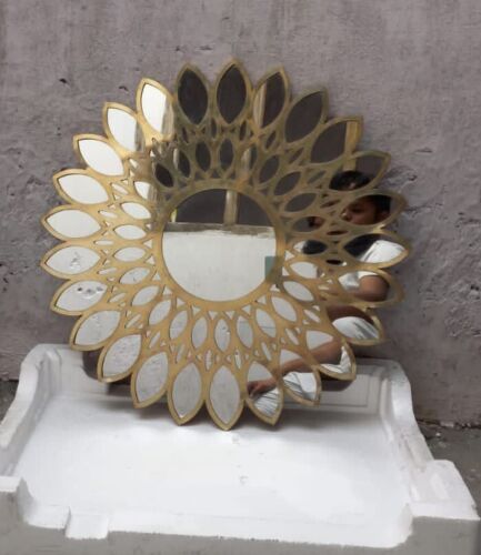 wall decorative mirror, antique mirror, brass wall mounted mirror, 24×24 inch