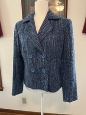 blue tweed blazer women