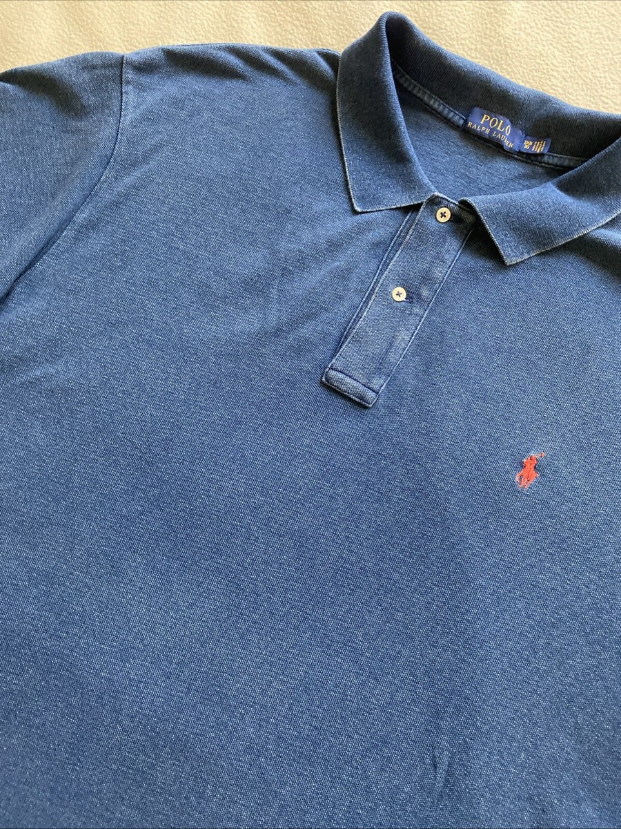 Polo Ralph Lauren Red Pony Logo Rugby Polo Shirt Men's 3XB Navy | eBay