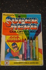 1977 Super Hero Robin Color-A-Deck Card Game w/ Crayons On Card Russel
