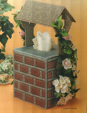 WISHING WELL TISSUE BOX COVER HOME DECOR PLASTIC CANVAS PATTERN INSTRUCTIONS