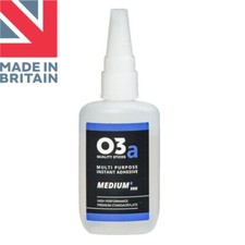 O3a MEDIUM Super Glue Cyanoacrylate CA Adhesive 50 Grams Metal PVC Wood Leather