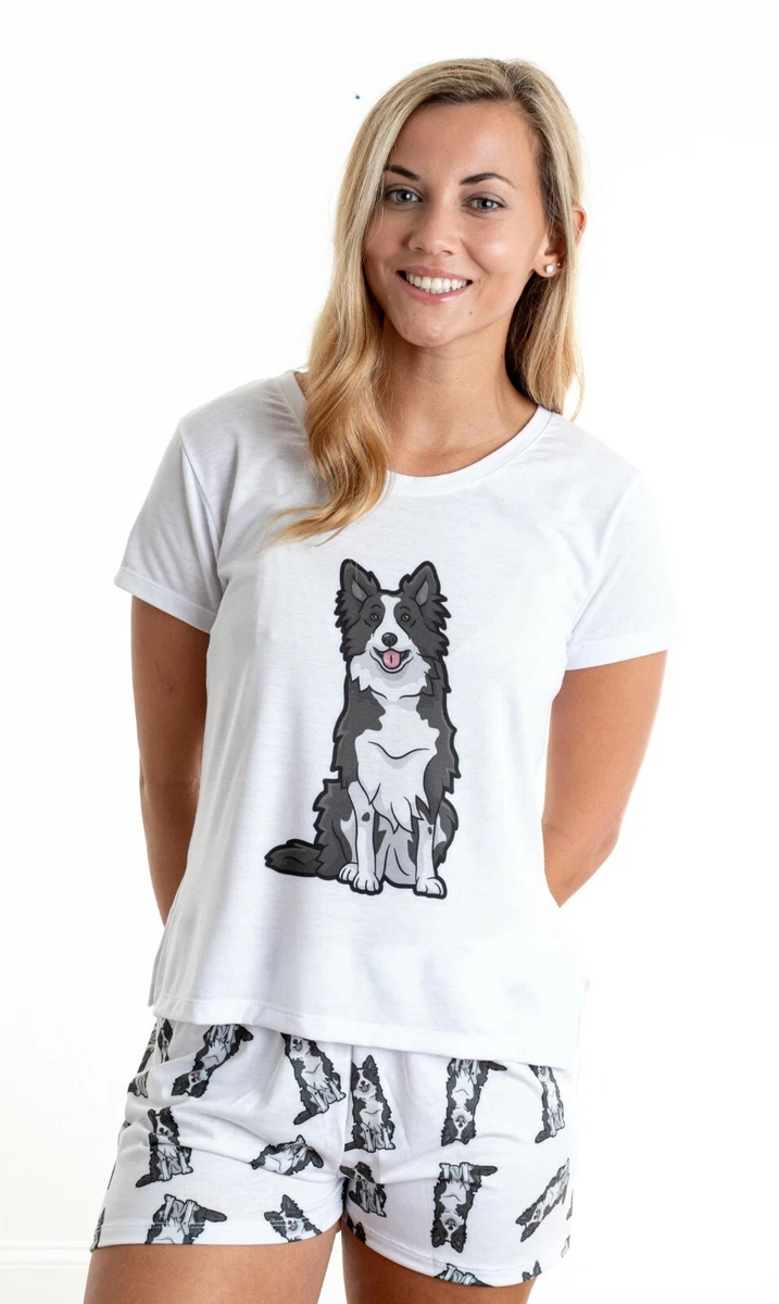 Border Collie Dog Pajama Set top Bottom with shorts for Women border