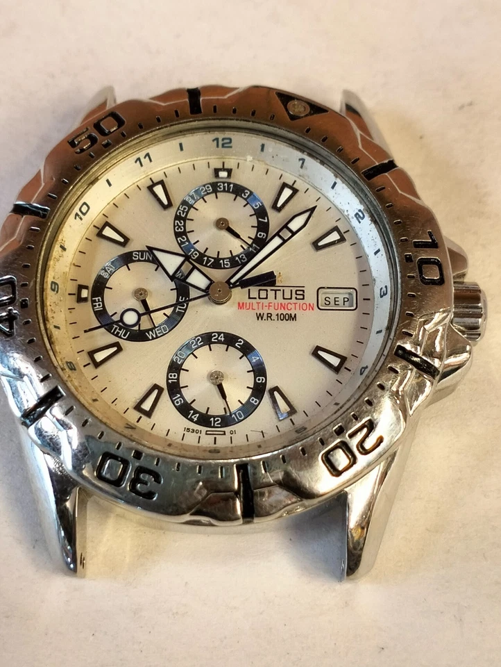 LOTUS CUARZO MULTIFUNCIÓN 15301 HOMBRE NO FUNCIONA PIEZAS PROPÓSITO Foto 3 de 4