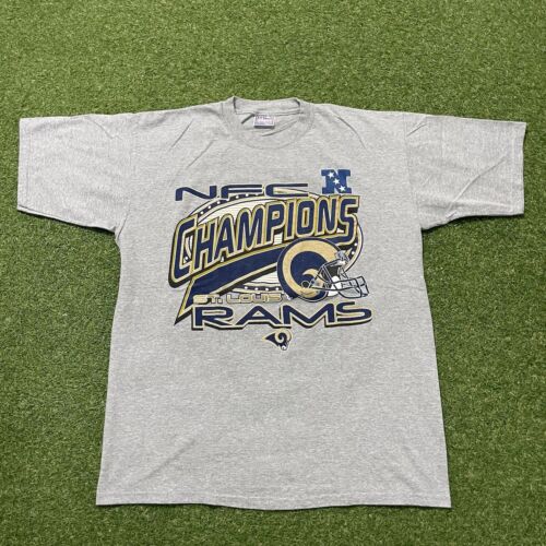 T-shirt vintage Y2K 2000 St. Louis Rams NFC Champions XL NFL Warner Faulk - Foto 1 di 5