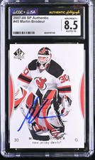 2007-08 SP AUTHENTIC #45 MARTIN BRODEUR SIGNED CARD CGC JSA NM/MINT 8.5/10 AUTO
