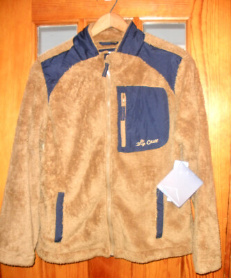 Boy's Brown Big Chill Wubby Fleece Jacket w/ Navy Trim Sz 18