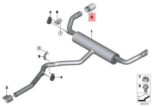 BMW F15 F16 SAC SUV Tailpipe Trim Alu-look 8617071 18308617071 NEW 