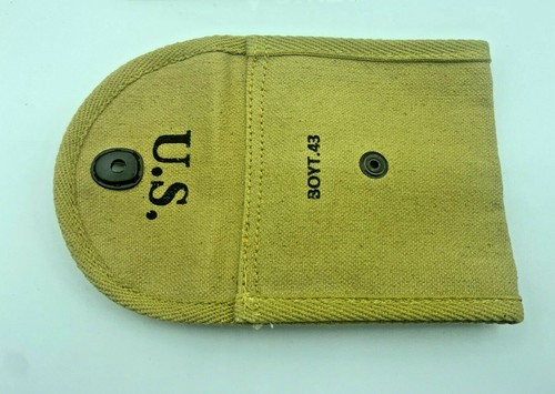 KHAKI WW2 BUTT STOCK RIFLE AMMO POUCH BOYT 43 M1 CARBINE CALIBER 30 RIFLE WWII - Picture 5 of 6