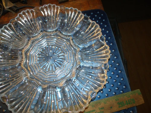 Vintage Anchor Hocking Deviled Egg Platter, Good Condition 10"  holds 12+ eggs