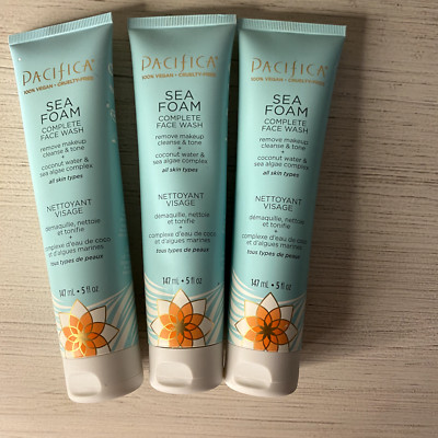 Pacifica Sea Foam Complete Face Wash Cleanse & Tone Vegan 5 Fl oz, Lot of 3