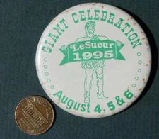 1995 Minnesota Jolly Green Giant LeSueur Canning Company Pease mascot pin RARE--