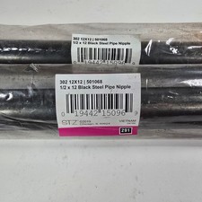 Lot of 2 STZ 1/2" x 12" Black Steel Pipe Nipples Schedule 40 MIP New