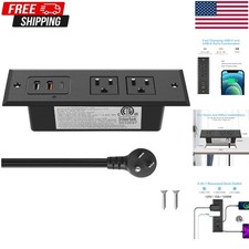 Recessed Power Strip with Outlet and USB C Ports, Furniture Flush Mount Power...