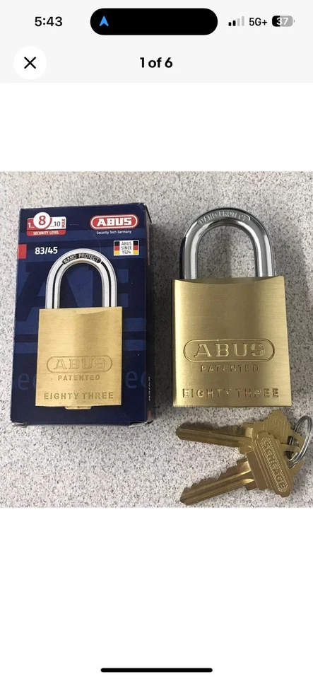 Abus 83/45-300 Schlage C Keyway Rekeyable Brass Padlock - Image 2 of 2