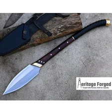 Custom Handmade Carbon Steel Hunting HELLBOY Spear Knife With Wood Handle