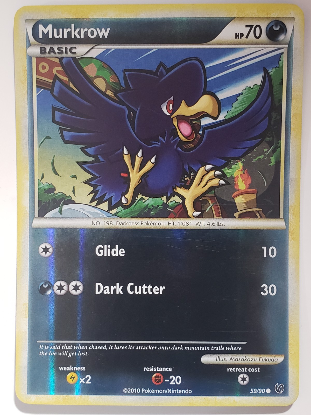 REVERSE HOLO Murkrow 59/90 VLP - Undaunted Pokemon Card - Masakazu Fukuda Art