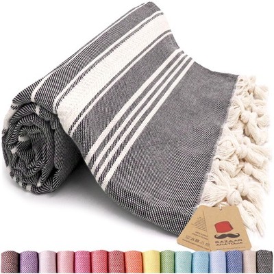 Turkish Beach Towel   100% Cotton, Quick Dry, Sand Free Towel for Bathroom, Y...