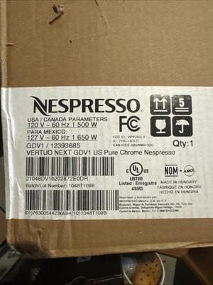 New In Box Nespresso Vertuo Next GDV1 Pure Chrome