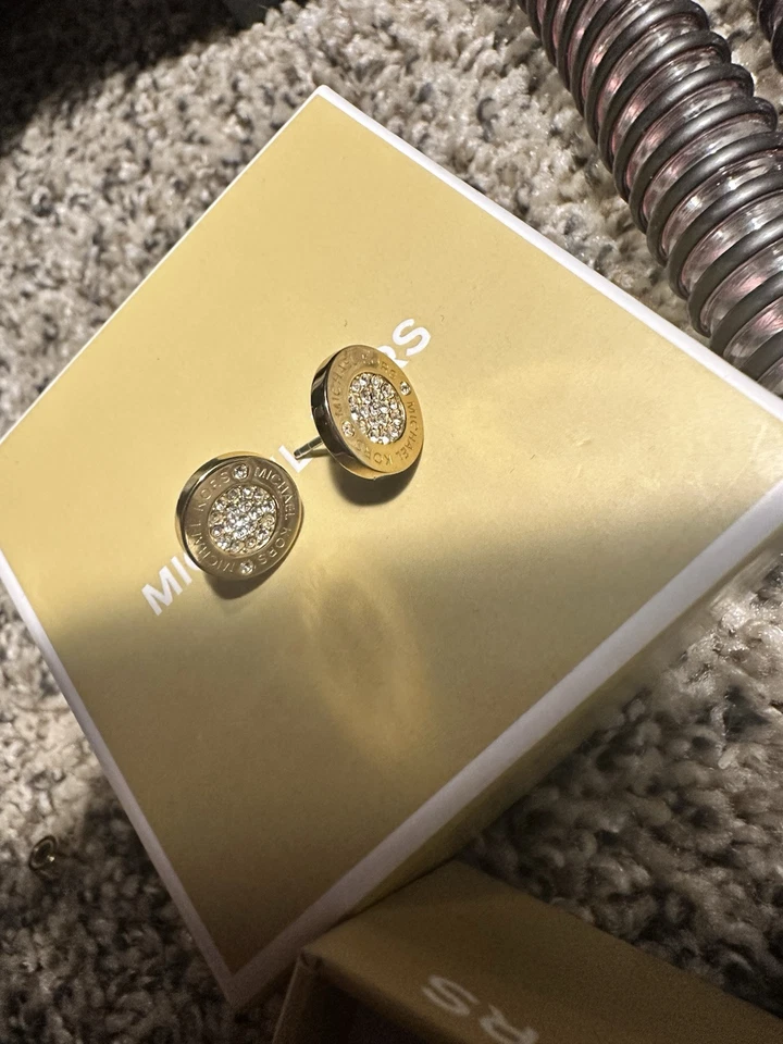 Michael Kors MK маленький круглый золотые серьги кристаллы - Изображение 2 из 2