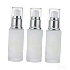 3Pcs 30ml/1oz Clear Empty Refillable Frosted Glass Lotion Pump Bottle 30ML/1oz