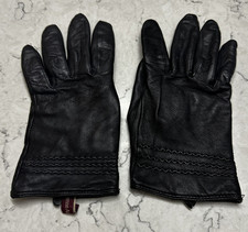 Etienne Aigner Women  s Black Leather and Cashmere Gloves Medium / Small