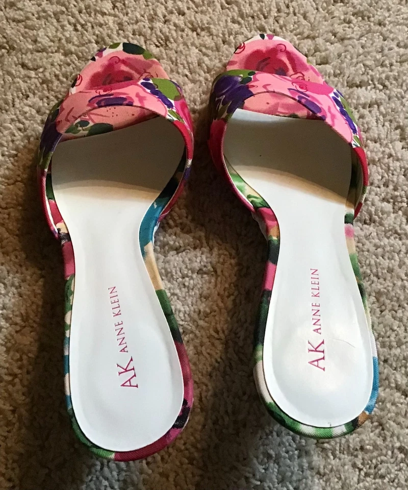 Anne Klein Akhoola Floral Multicolor Rosa Verde Púrpura Cesta Tacón de Cuña Talla 8M Foto 4 de 4