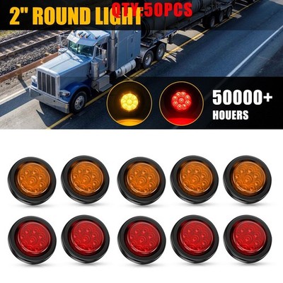 Red Amber 2 Inch Round 9 LED Marker Lights for International HV Series 10-50X