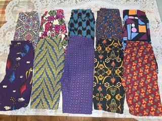 LuLaRoe Women’s 10 Pair Lot One Size OS Ankle Leggings Multicolor Print Casual