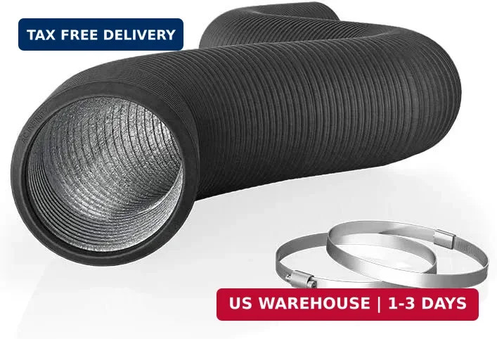 Flexible 4-Inch Aluminum Ducting, Heavy-Duty Four-Layer Protection, 8-Feet Long