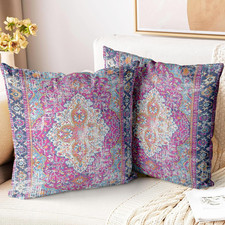 Boho Throw Pillow Covers 18x18 inch Set of 2,Soft Pillowcases Bohemia Carpet Pat