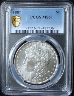 1887 Morgan Silver Dollar PCGS MS 67 Gold Shield