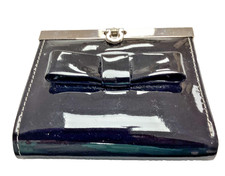 Vintage Style Black Patent Leather Coin Purse Kiss Lock Frame Wallet Colorful