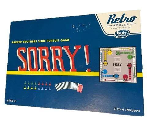 Sorry Hasbro Retro Series 1958 Edition Board Game 2014 Vintage Style Complete