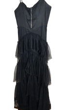 City Studio Black juniors 7/8 Tulle Ruffle Tiered Dress Sleeveless Formal Party