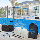Pool Volleyball Net Set for Inground/Above Ground Pools with Sand-Filled Weighte