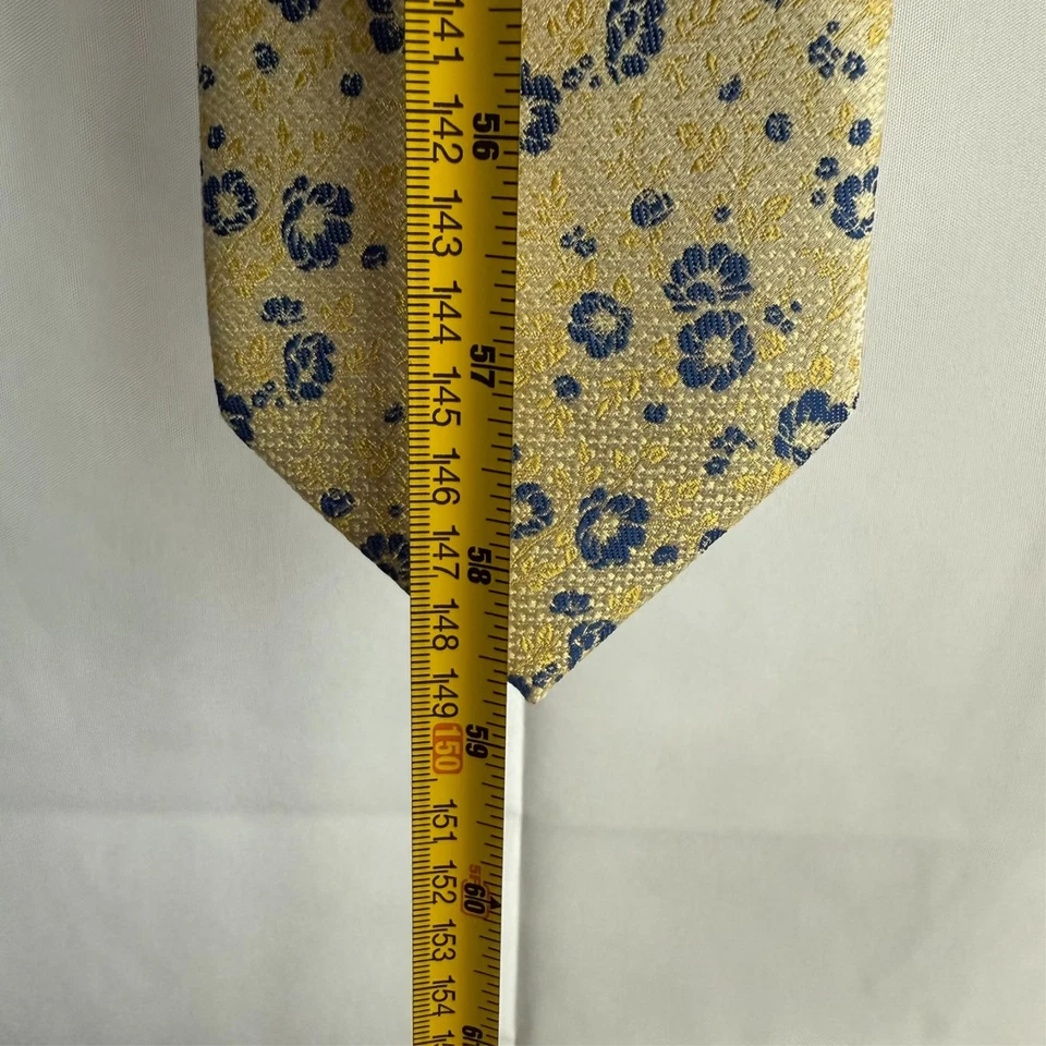 Steve Harvey SH Celebrity Edition Men's Necktie Tie Yellow Blue Floral 3" 60" - Image 4 of 4