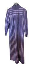 Vtg David Brown California Purple Stripe Sz Medium Full Zip House Coat Dress
