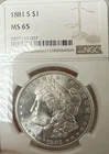 1881-S Morgan Dollar - NGC MS65 - GEM BU Superb Clean Cheek !