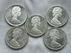 Lot of 5 - 1965 CANADIAN SILVER DOLLARS  2655