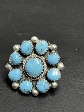 NATIVE AMERICAN 925 STERLING SILVER AND TURQUOISE RING SIZE 6.5