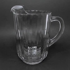 Vintage 56oz Water Pitcher of Heavy Clear Ribbed Glass Hobnail Bottom EXCELLENT