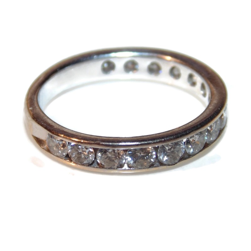 Vintage 3/4 Eternity Wedding Band Natural Diamond 0.75 ct Ring 14k White Gold