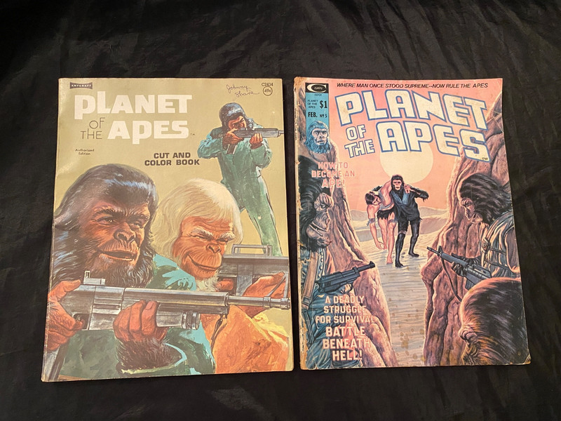 1974 PLANET OF THE APES Cut and Color Book (Uncolored) and the Marvel mag #5