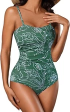 Zando Plus Size One Piece Swimsuit Women’s Size XXL Floral Green NWOT